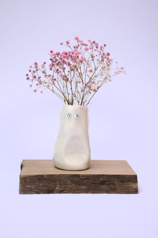 "Joy and sorrow walk hand in hand." / Tiny Porcelain Vase