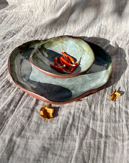 Two-Piece Foggy Forest Medium Plate and Small Bowl Set