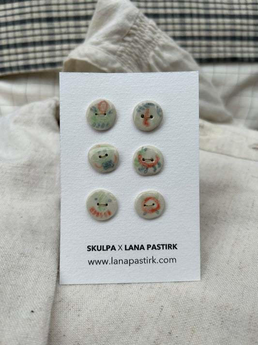 Set of Six Round Buttons